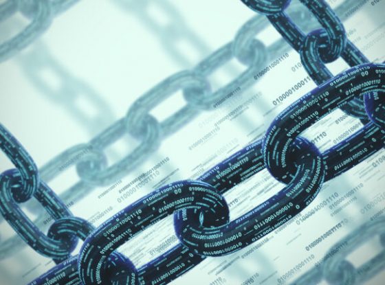 Many chains, a blockchain concept, gray closeup