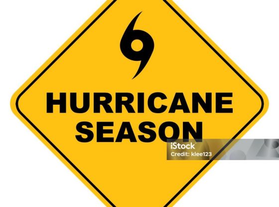 yellow hurricane season vector sign