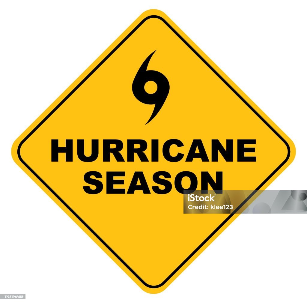 yellow hurricane season vector sign